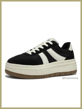 Women's Platform Fashion Sneakers Chunky Tennis Shoes Faux Leather Oxford